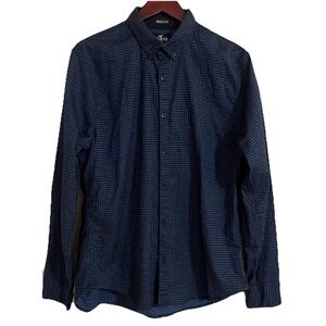 Hollister Epic Flex Shirt Muscle Fit Men's XL Houndstooth Blue Black Long Sleeve